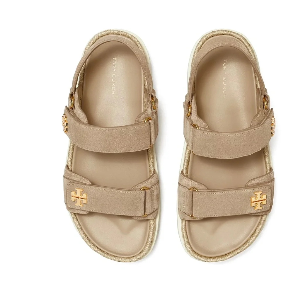 NIB Tory Burch KIRA Rope Sport Sandals Ceramic Taupe beige
